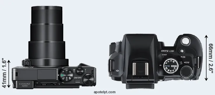 Compare A1000 versus E-500 top