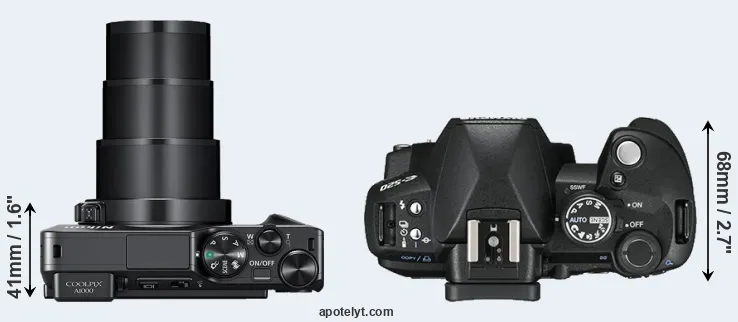 Compare A1000 versus E-520 top