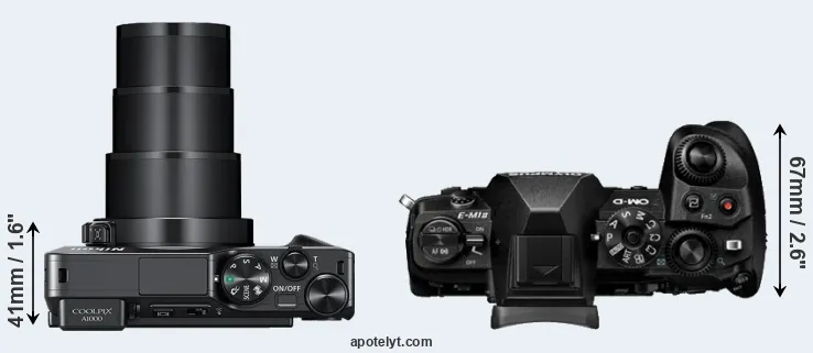 Compare A1000 versus E-M1 II top