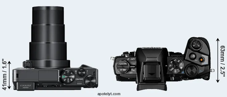 Compare A1000 versus E-M1 top