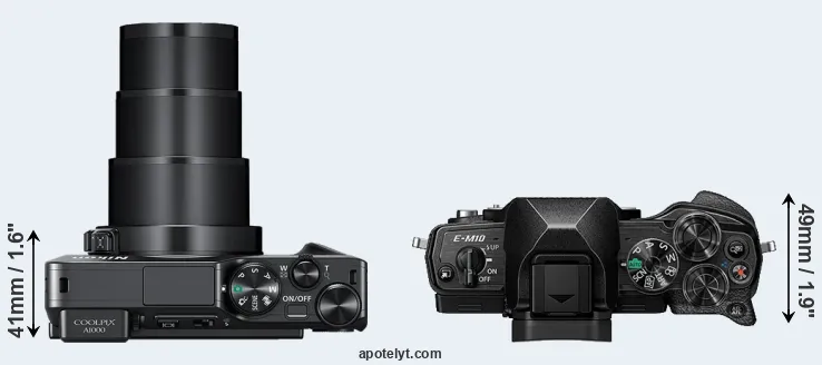 Compare A1000 versus E-M10 IV top