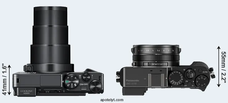 Compare A1000 versus LX100 top