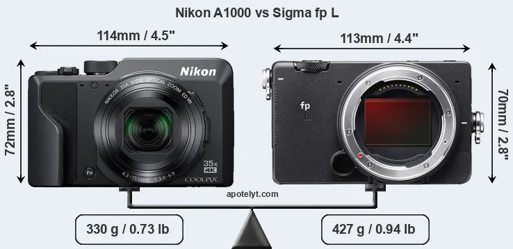 Size Nikon A1000 vs Sigma fp L