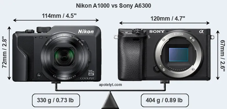 Size Nikon A1000 vs Sony A6300