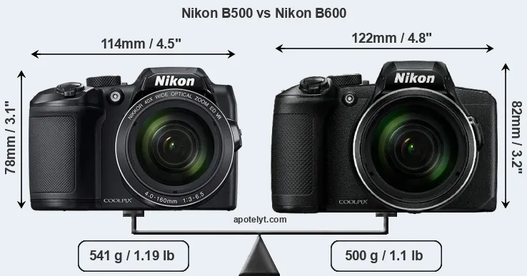 Size Nikon B500 vs Nikon B600