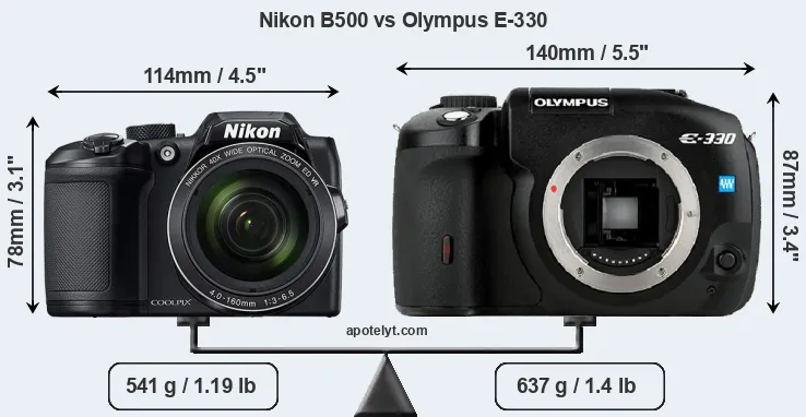 Size Nikon B500 vs Olympus E-330