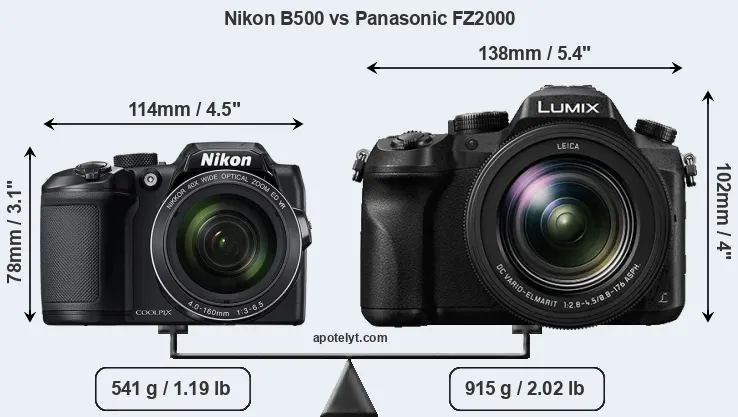Size Nikon B500 vs Panasonic FZ2000