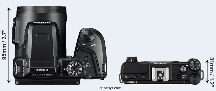 Compare B500 versus Pentax Q top