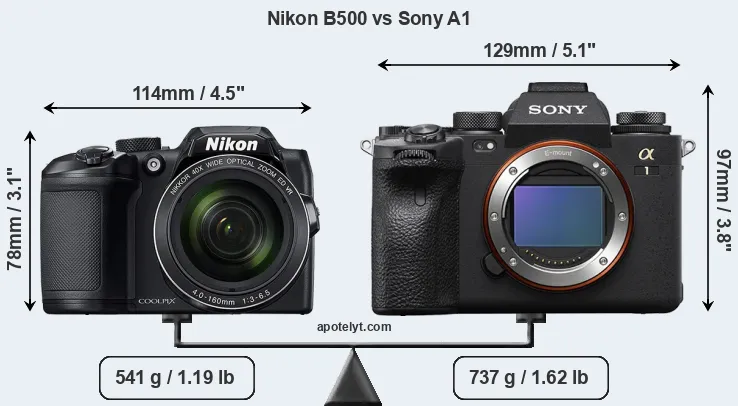 Size Nikon B500 vs Sony A1