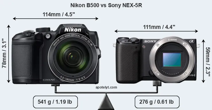 Size Nikon B500 vs Sony NEX-5R