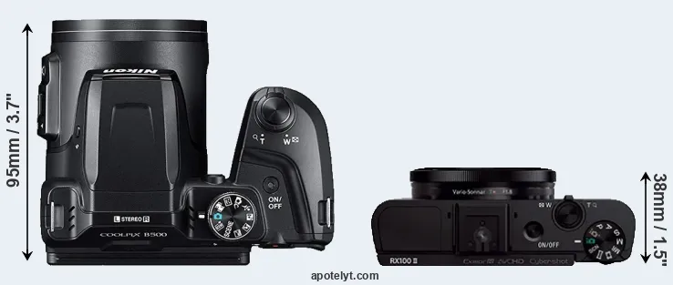 Compare B500 versus RX100 II top