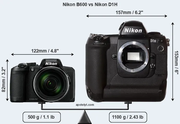 Size Nikon B600 vs Nikon D1H