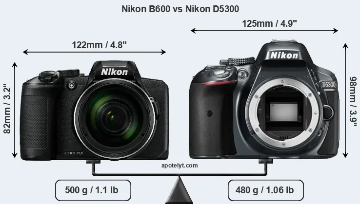 Size Nikon B600 vs Nikon D5300