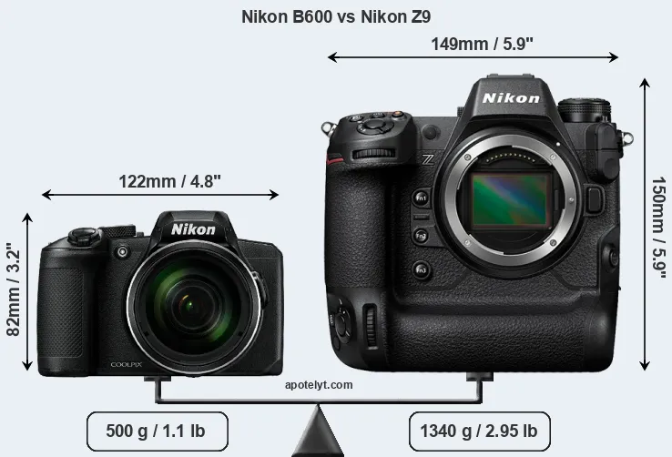 Size Nikon B600 vs Nikon Z9