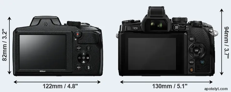 Comparison B600 or E-M1 rear