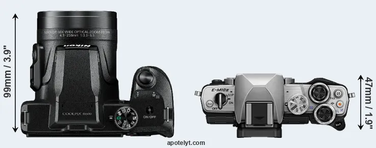 Compare B600 versus E-M10 II top