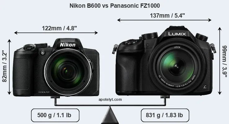 Size Nikon B600 vs Panasonic FZ1000