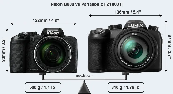Size Nikon B600 vs Panasonic FZ1000 II