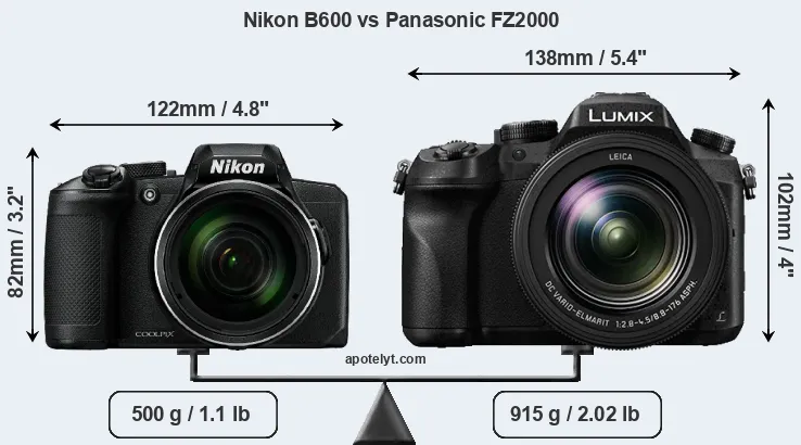 Size Nikon B600 vs Panasonic FZ2000