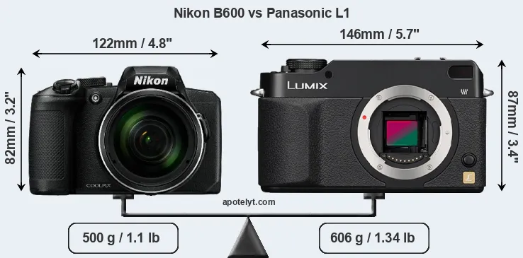 Size Nikon B600 vs Panasonic L1