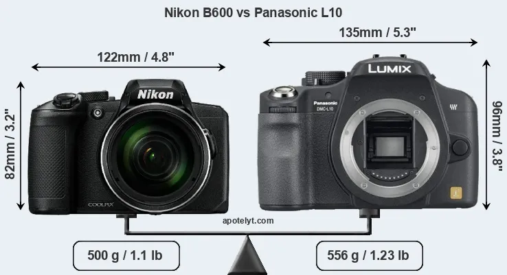 Size Nikon B600 vs Panasonic L10