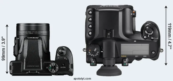 Compare B600 versus 645D top