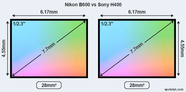 Nikon B600 and Sony H400 sensor measures