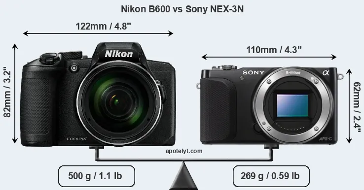 Size Nikon B600 vs Sony NEX-3N