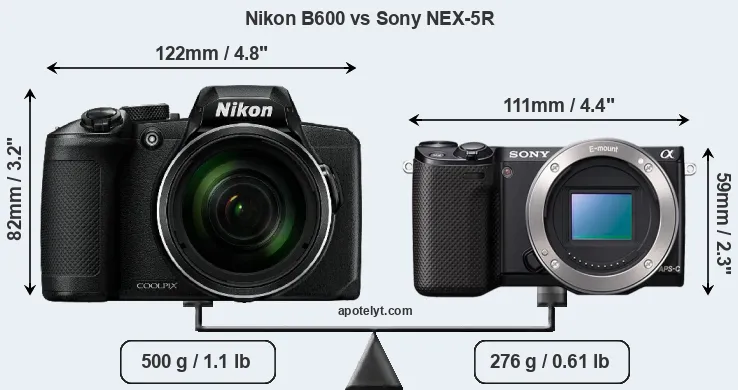 Size Nikon B600 vs Sony NEX-5R