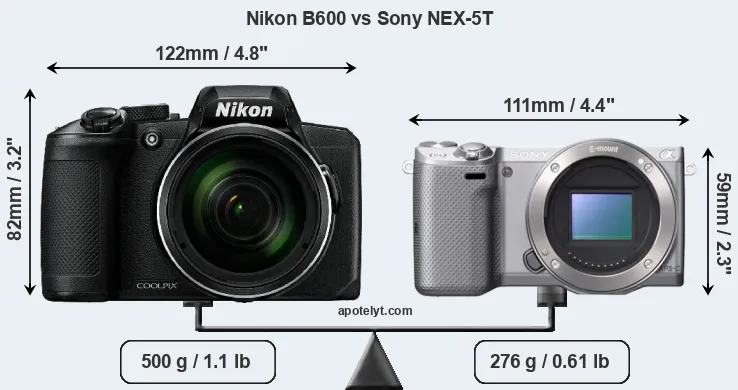 Size Nikon B600 vs Sony NEX-5T