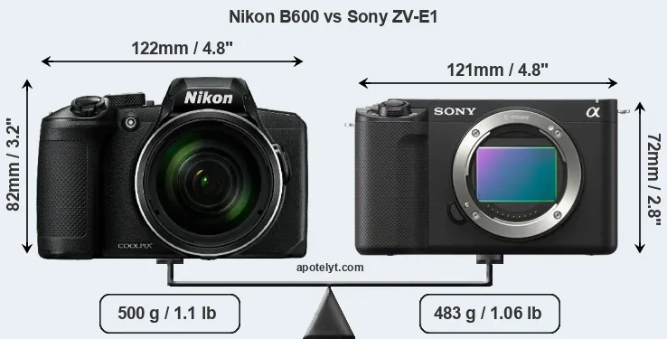 Size Nikon B600 vs Sony ZV-E1