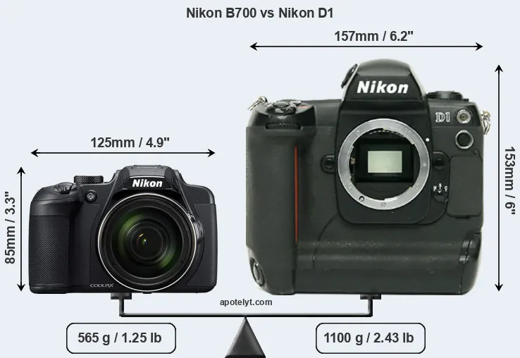 Size Nikon B700 vs Nikon D1