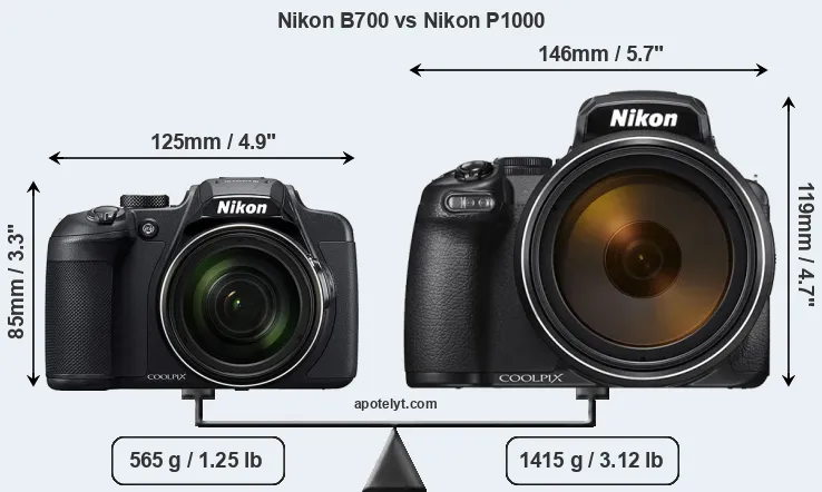 Size Nikon B700 vs Nikon P1000