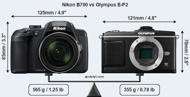Size Nikon B700 vs Olympus E-P2