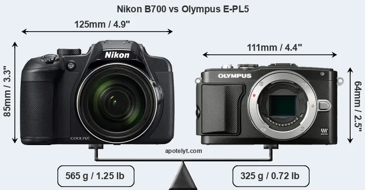 Size Nikon B700 vs Olympus E-PL5