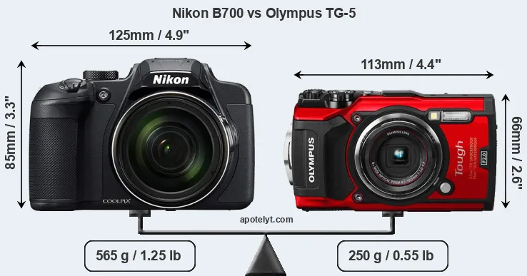 Size Nikon B700 vs Olympus TG-5