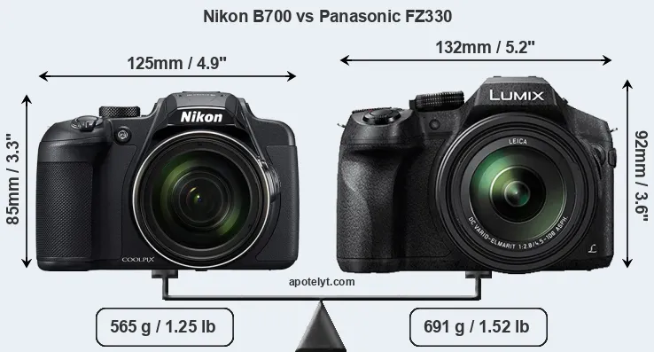 Size Nikon B700 vs Panasonic FZ330