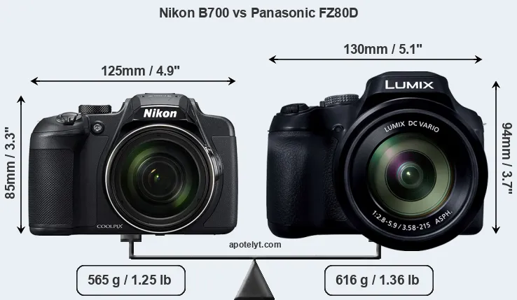 Size Nikon B700 vs Panasonic FZ80D