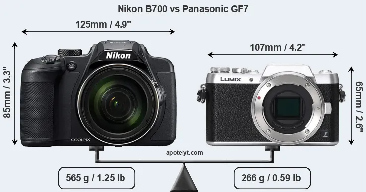 Size Nikon B700 vs Panasonic GF7