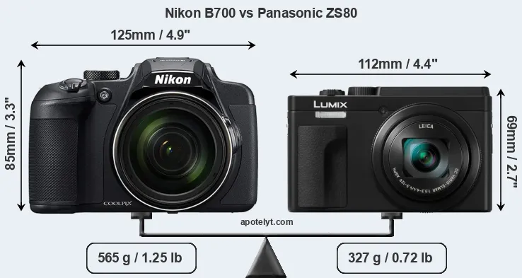 Size Nikon B700 vs Panasonic ZS80