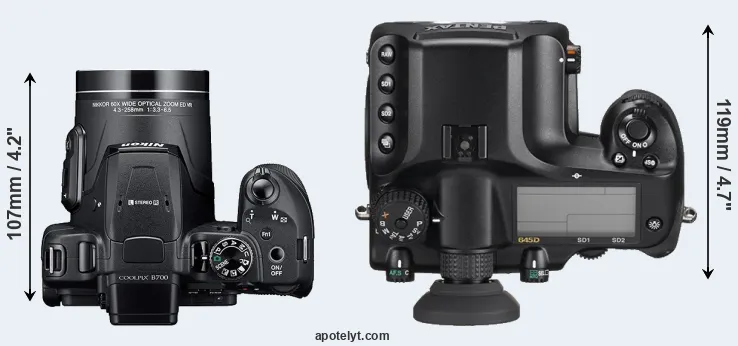 Compare B700 versus 645D top