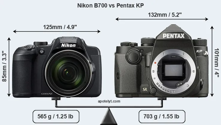 Size Nikon B700 vs Pentax KP