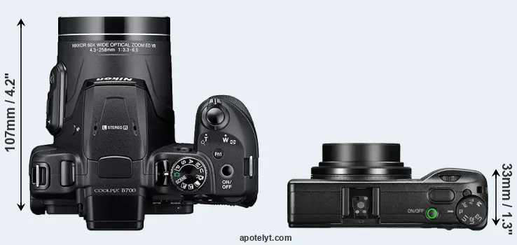 Compare B700 versus GR III top