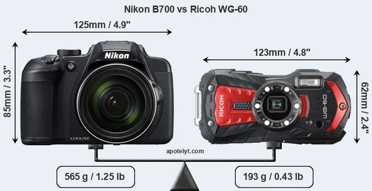 Size Nikon B700 vs Ricoh WG-60