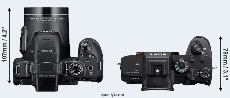 Compare B700 versus A7R IV top