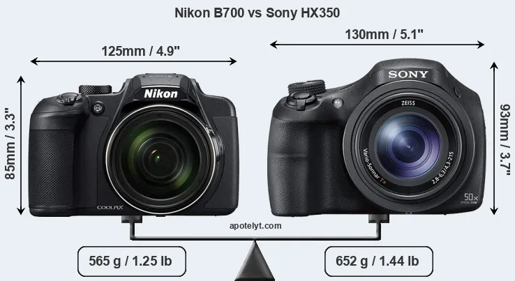 Size Nikon B700 vs Sony HX350