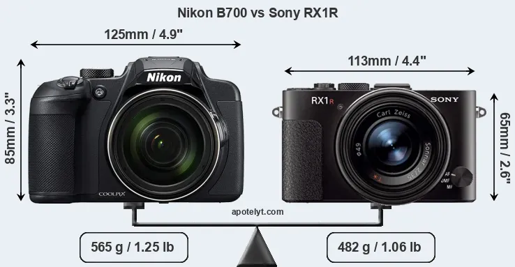 Size Nikon B700 vs Sony RX1R