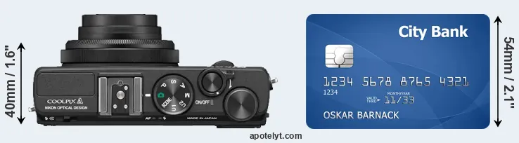 Coolpix A versus credit card top view