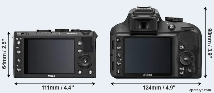 Comparison Coolpix A or D3300 rear
