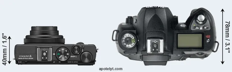 Compare Coolpix A versus D70 top